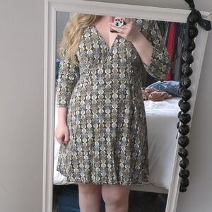 Elegant Gray and Gold Patterned Dress